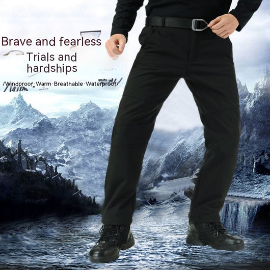 Pantalones Tácticos Soft Shell Hombre Talla Grande Forrados en Fleece para Senderismo