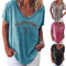 Playera Oversize Cuello V Estampado con Letras para Mujer