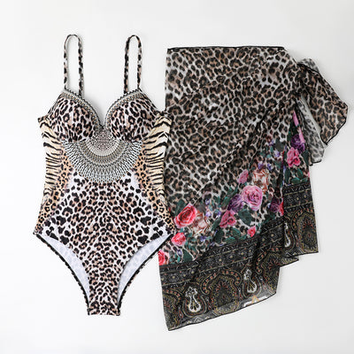 Vestido de Baño Leopardo Casual con Malla Larga para Mujer - Image 5