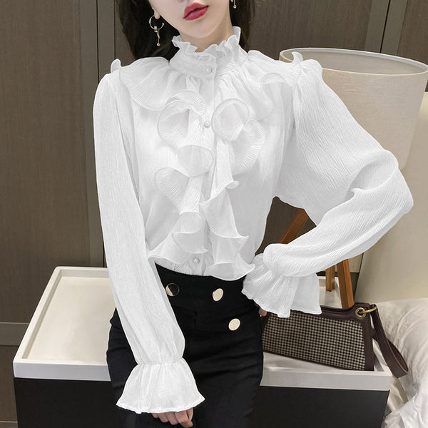 Blusa Cuello Mao Estilo Francés para Mujer - Elegancia Clásica