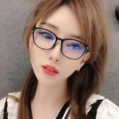 Black plastic round frame anti-blue light glasses for women with clear lenses, shown on a white background. - Image 13