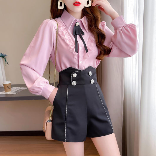 Conjunto Elegante: Blusa Chiffon Temperamento + Pantalón Palazzo Detalles Metalizados - Image 12