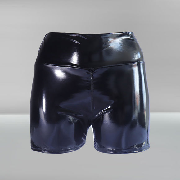 Pantalones Cortos de Cuero para Hombre con Cierre Invisible y Espejo Integrado