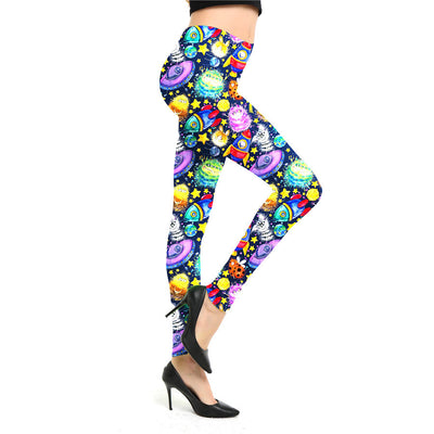 Leggings Estampado Graffiti Cartoon Abstracto Europeo y Americano para Mujer - Image 7