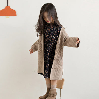 Cardigan Tejido de Botones para Niñas con Cuello Grueso - Image 4