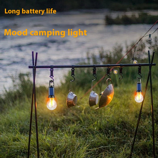 Lámpara Solar de Camping con Gancho y Carga USB - Luz Tungsteno Portátil - Image 4