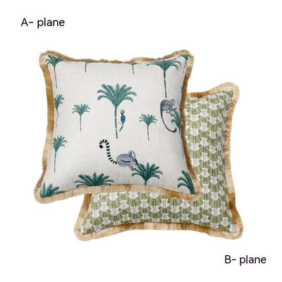 Funda de Cojín Chenille Acolchada con Estampado Tropical - Image 4