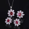 Conjunto de Joyas Plata 925 Flor Tesoro Rojo Paloma - Anillo, Aretes y Pendiente