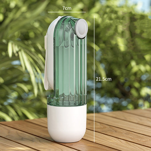Beige and clear 2-in-1 pet water cup with segment design, 21.5cm tall, for dog walking and feeding. - Image 11