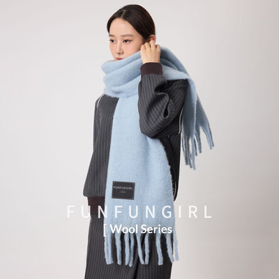 Bufanda de Lana Gruesa con Flecos Lisos para Mujer - Abrigo Cálido para el Cuello - Image 5
