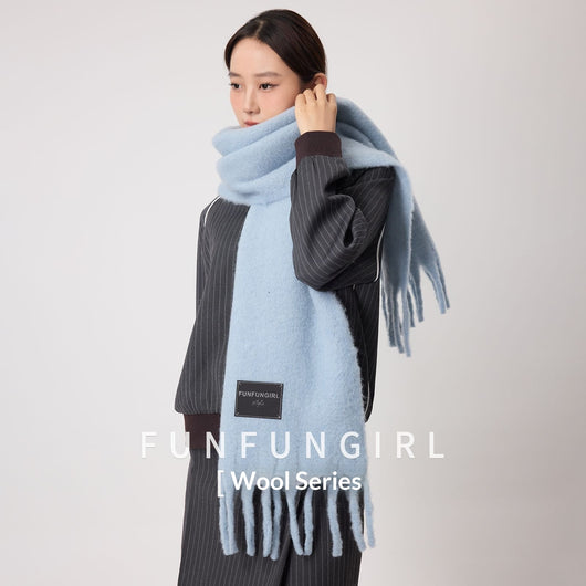 Bufanda de Lana Gruesa con Flecos Lisos para Mujer - Abrigo Cálido para el Cuello - Image 5