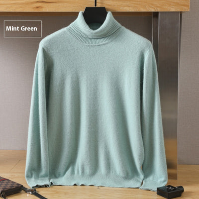 Suéter Pullover de Cuello Alto Holgado en Visón para Hombre - Invierno - Image 8