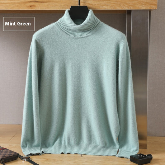 Suéter Pullover de Cuello Alto Holgado en Visón para Hombre - Invierno - Image 8