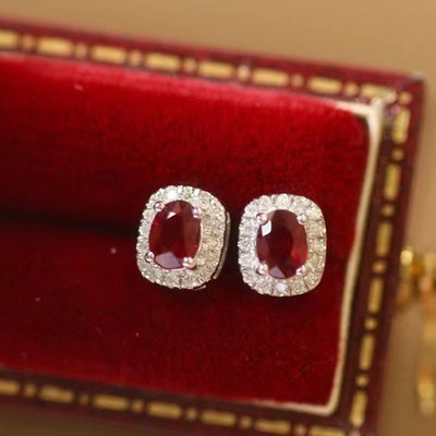 Aretes de Oro Puro con Rubí Natural y Diamantes Rojo Sangre de Paloma - Image 10