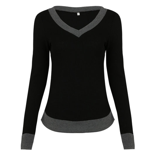 Camiseta Manga Larga Escote V Combinada - Comodidad y Estilo - Image 5