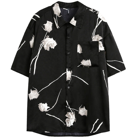 Camisa Casual de Manga Corta Rosa para Hombre