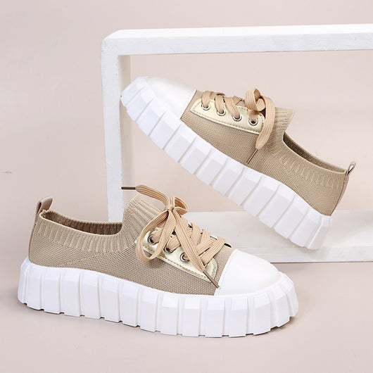 Zapatos Retro de Cordones con Punta Redonda para Mujer en Color Bisqué - Image 11