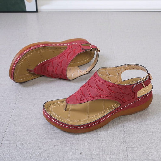 Sandalias Cuña Mujer - Chanclas Cómodas Color Sólido - Image 12