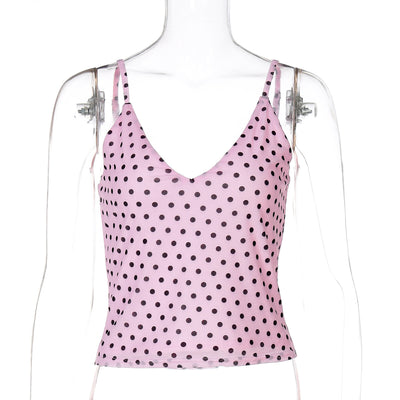 Enterizo Polka Dot Escote V Ajustado Sexy con Tirantes - Image 16