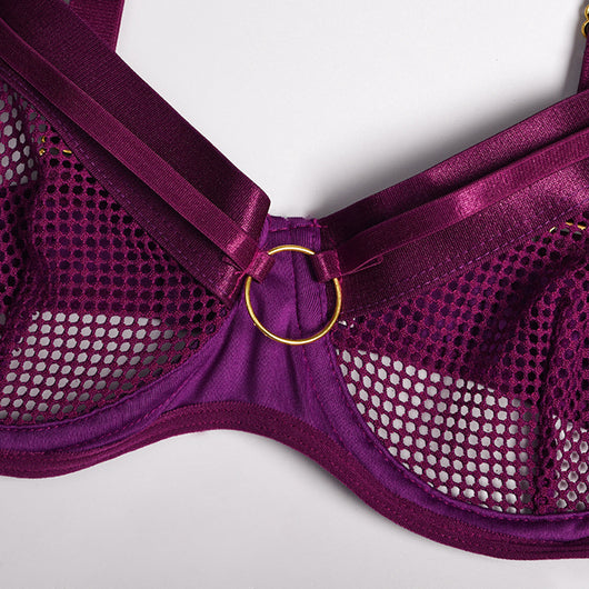 Conjunto de Lencería de 4 Piezas con Malla y Detalles Metálicos - Image 14