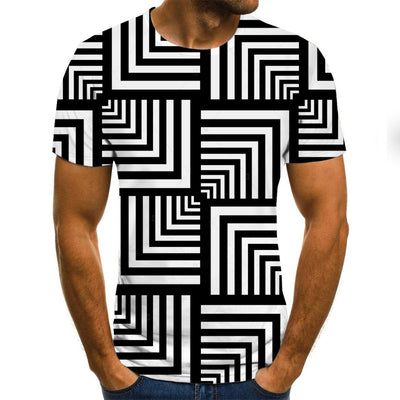 Playera Casual con Estampado 3D Remolino Digital Cuello Redondo - Image 20