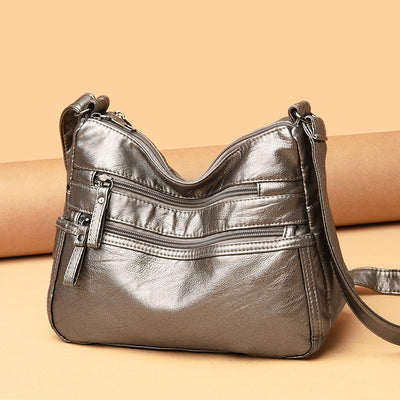Bolso Bandolera de Cuero Genuino Lavado - Diseño Minimalista Versátil - Image 3