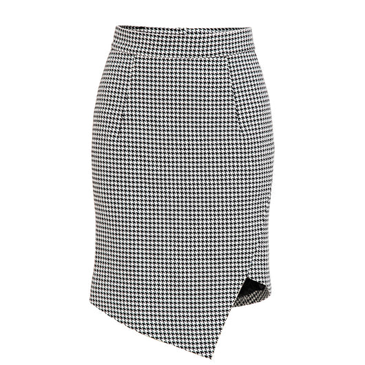 Falda Houndstooth con Diseño Irregular para Mujer - Image 11