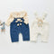 Pantalones de Bebé Unisex con Tirantes y Mangas Largas en Denim