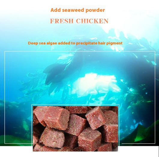 Three varieties of dog treats: dried beef cubes, seaweed beef dices, and chicken cubes, for training and rewards. - Image 17