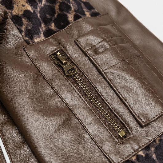 Chaqueta de Cuero PU con Detalles Leopardo - Image 5