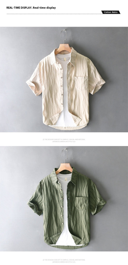 Camisa Casual de Algodón Puro para Hombre - Manga Corta Verano - Image 7