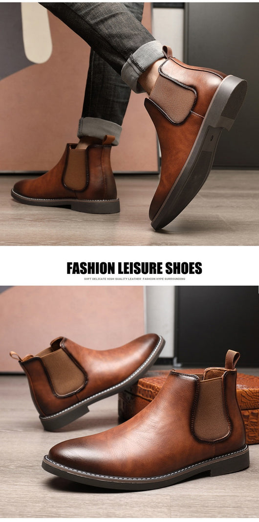 Botas de Cuero para Hombre Talla Grande con Punta Afilada - Image 12