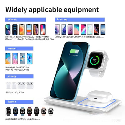Cargador Inalámbrico Múltiple 4 en 1 - Compatible con Smartphone, Reloj y Auriculares