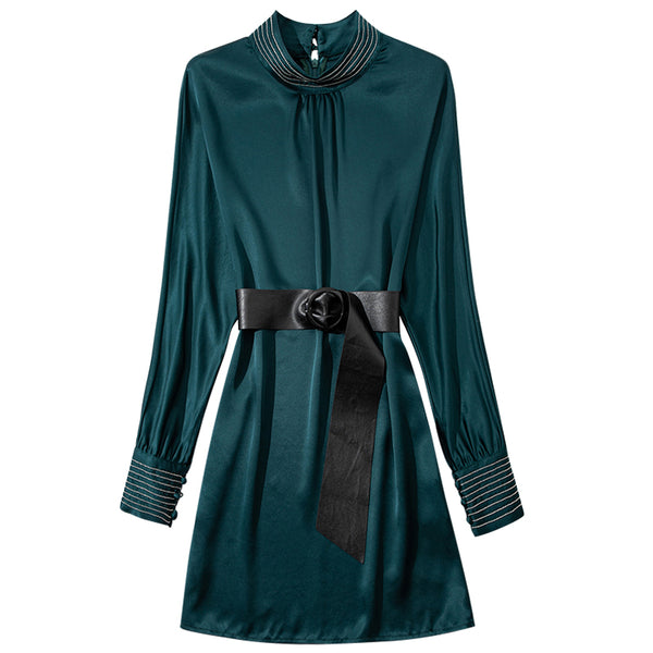 Vestido Midi de Satén Acetato Elegante para Primavera - Image 3