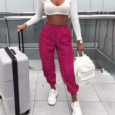 Pantalones Anchos Estilo Urbano con Estampado de Letras y Amarre - Image 6