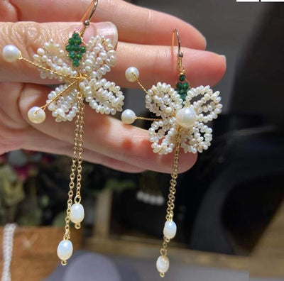 Aretes Mariposa Asimétricos con Perla Natural y Baño de Oro - Diseño Artesanal - Image 4