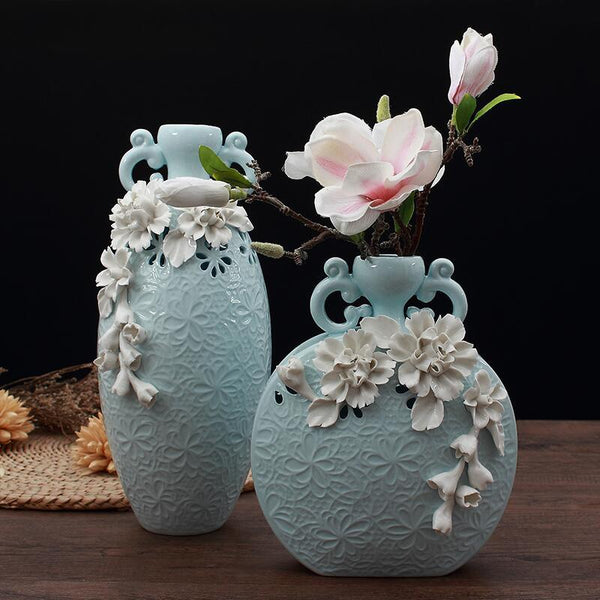 Jarrón Ornamental de Cerámica Artesanal para Arreglos Florales
