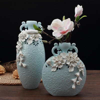 Jarrón Ornamental de Cerámica Artesanal para Arreglos Florales