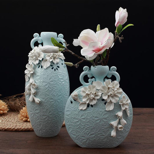 Jarrón Ornamental de Cerámica Artesanal para Arreglos Florales