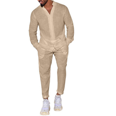 Traje Deportivo Europeo Hombre con Mangas Largas de Lino - Ropa de Trabajo Versátil - Image 5
