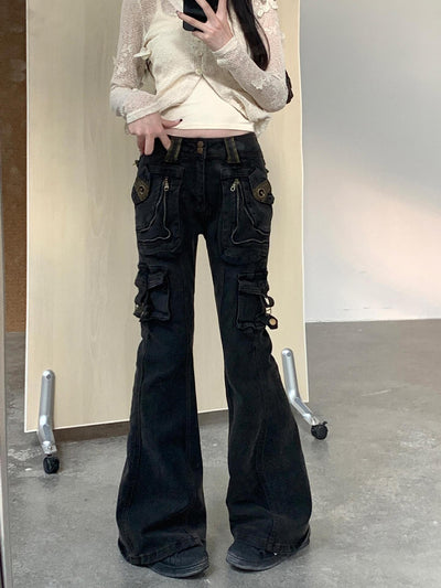 Jeans Acampanados Lavados Estilo Vintage con Múltiples Bolsillos - Image 8