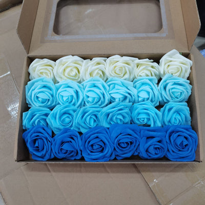 Rosas de Espuma PE con Tallo y Hojas - 25 Flores Decorativas para Bodas y San Valentín