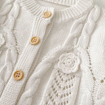 Chaqueta de Punto Tejida a Mano con Flores para Bebé Niña - Algodón Puro - Image 17