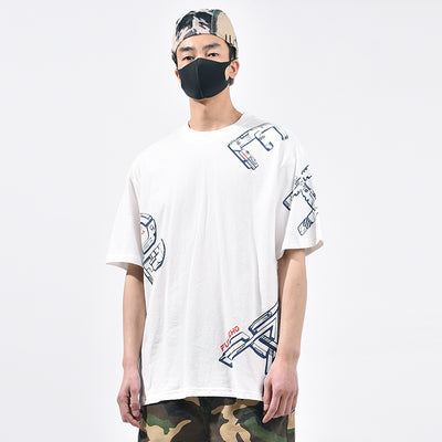 Camiseta de Algodón con Letras 3D Irregulares Estampadas - Image 8