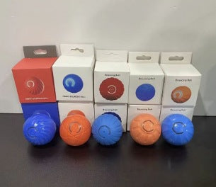 Orange pet jumping ball toy with a glowing blue power button, made from TPR material for dogs. - Image 14