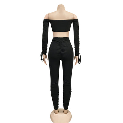 Blusa Elegante con Hombros Descubiertos, Cordones y Mangas Plisadas - Image 14
