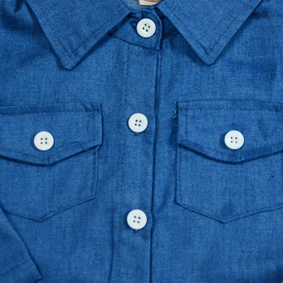 Conjunto de 3 Piezas Infantil Otoño: Blusa Denim, Falda Leopardo y Diadema - Image 9