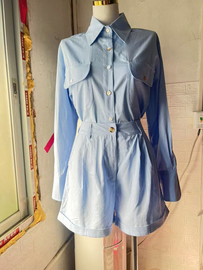 Conjunto de Lino y Algodón: Blusa Suelta de Manga Larga + Short de Cintura Alta - Image 16
