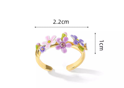 Anillo Ajustable con Flor Myosotis Silvestre para Mujer - Image 6