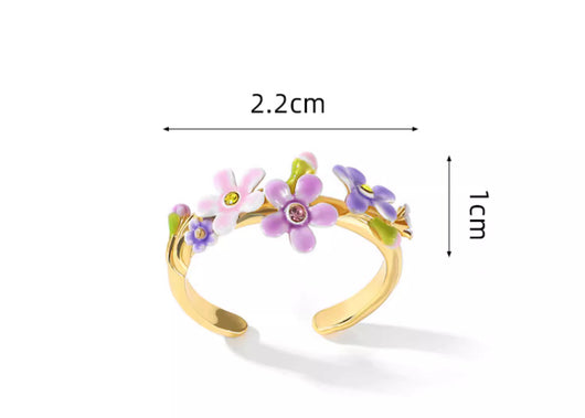Anillo Ajustable con Flor Myosotis Silvestre para Mujer - Image 6
